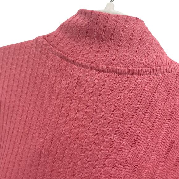 Vintage 80s Blair Pink Quarter Zip Knit Sweater Top Collared Preppy Medium - Picture 8 of 9